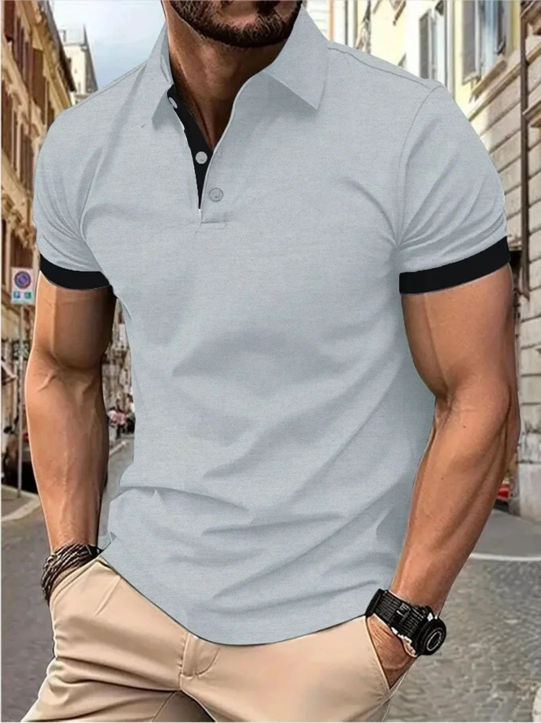 Men's 3D Pattern Print Polo Shirt