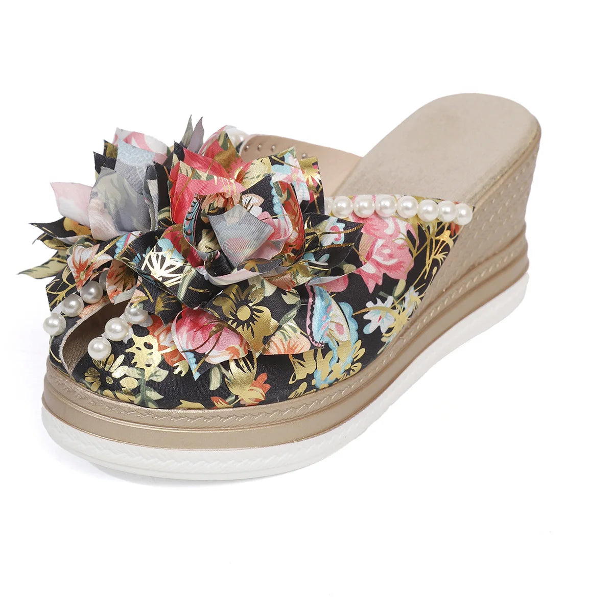 Women's Block Heel Flower Platform Sandals