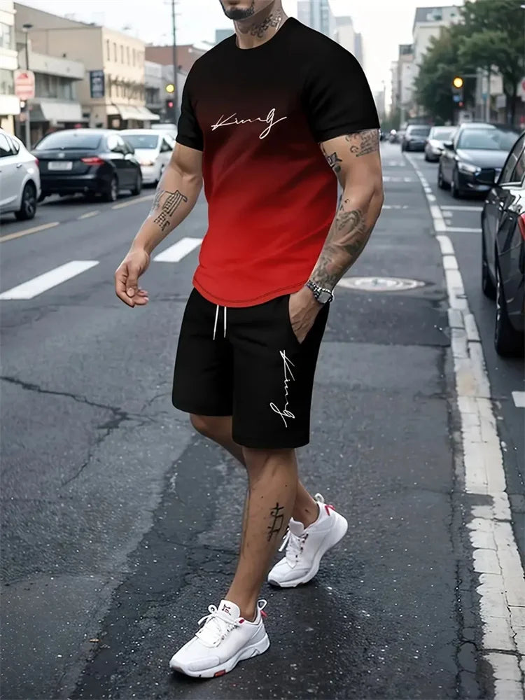 Men's 3D Print Oversized T-Shirt & Shorts Set