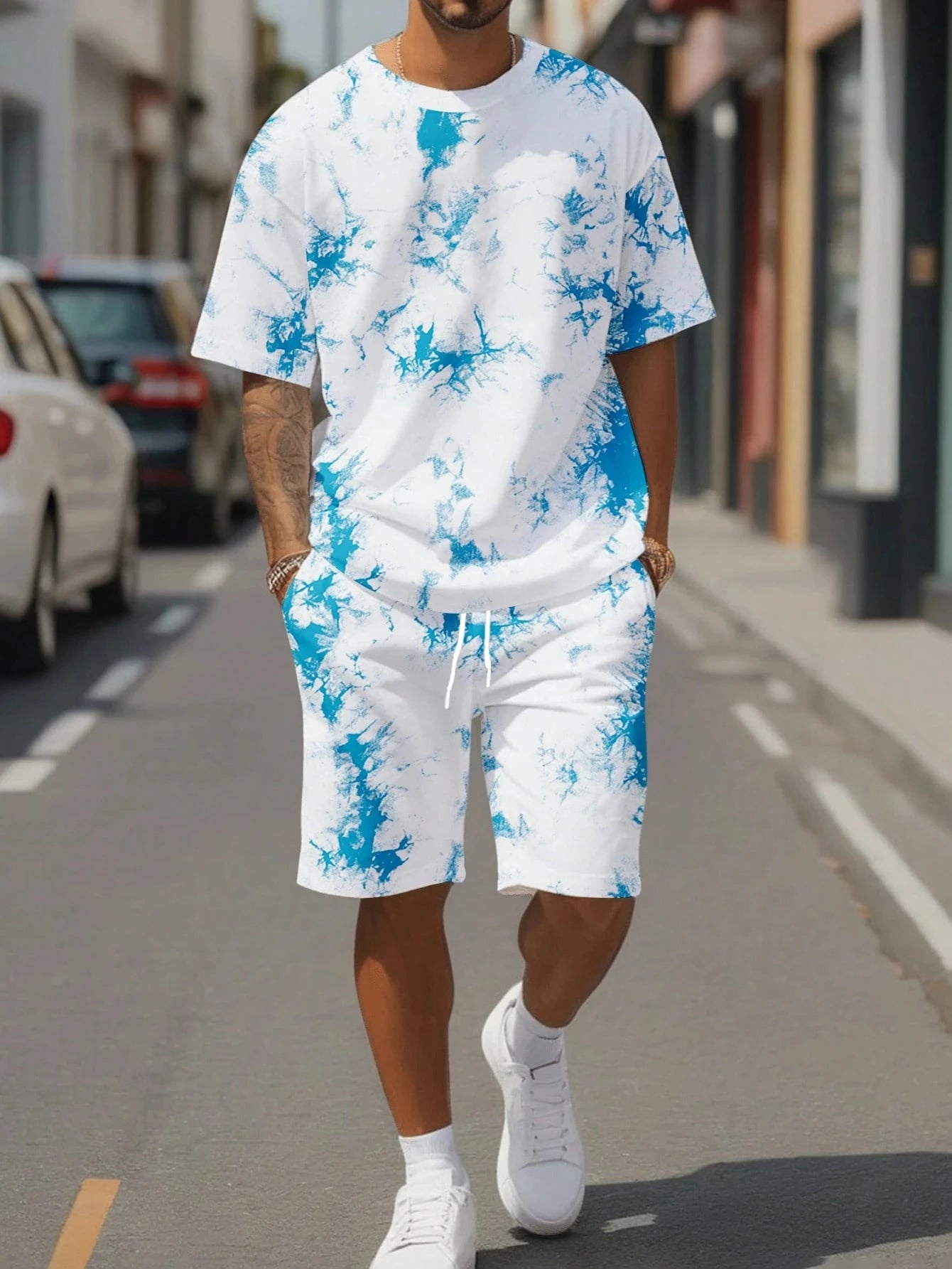 Men's Floral Graphic Tee & Shorts Set