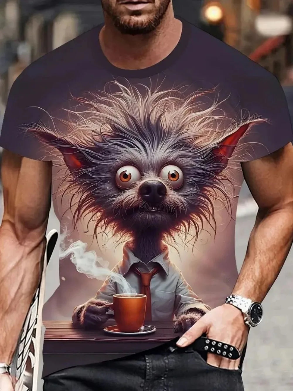 Men's 3D Pattern Print Breathable T-Shirt