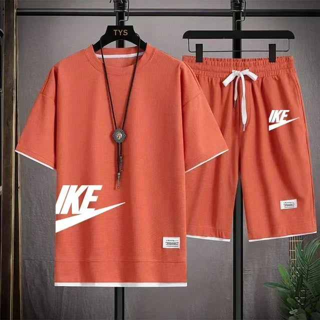 Men's Casual Printed T-Shirt & Shorts Set
