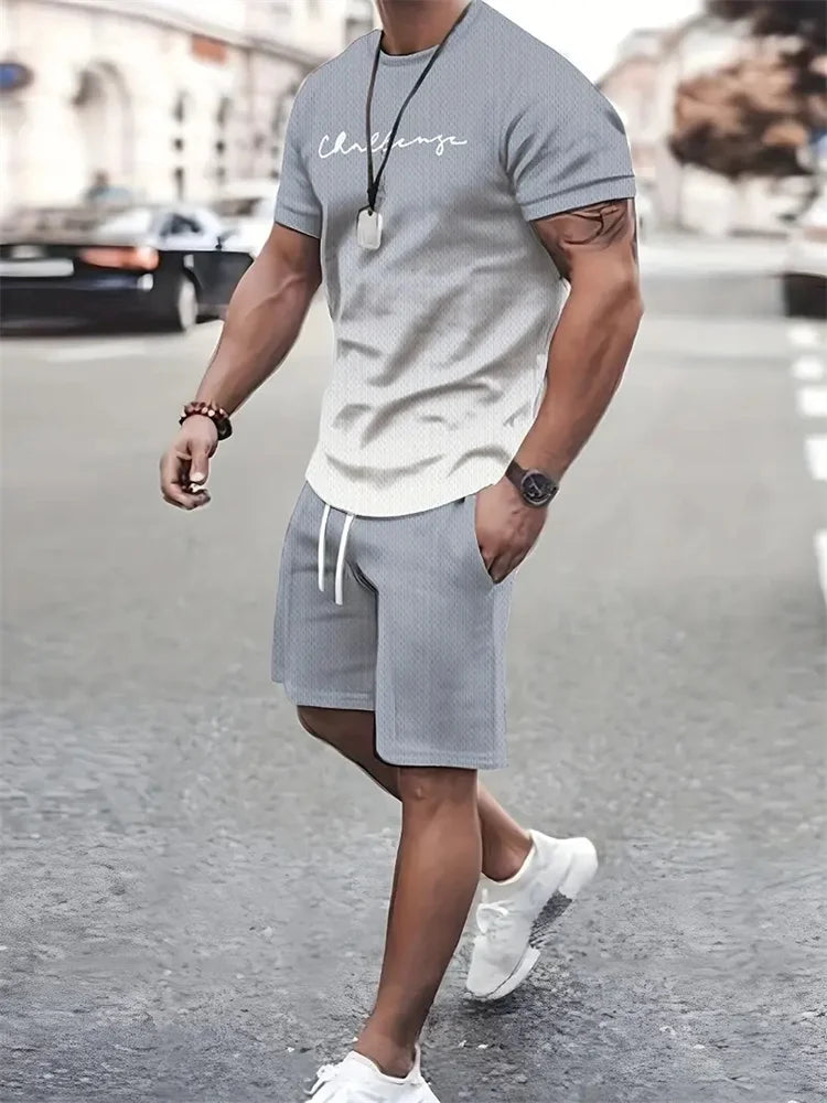 Men's 3D Print Oversized T-Shirt & Shorts Set