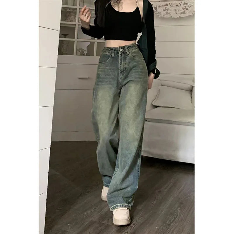 Women's Y2K High-Waist Baggy Wide-Leg Jeans