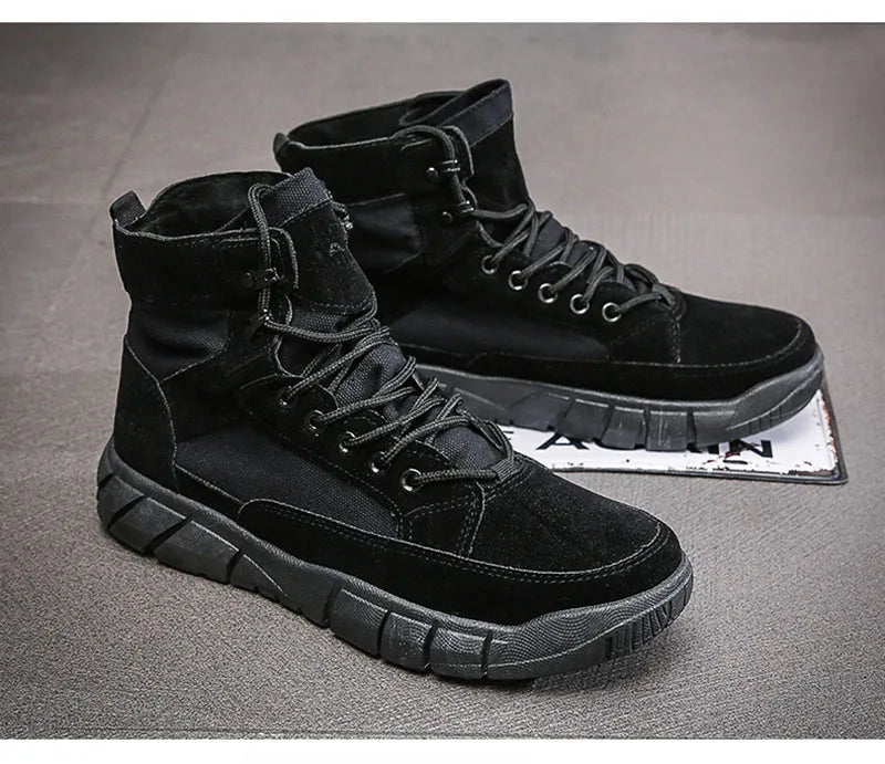 Men's Flat Sole Lace-Up Ankle Boots