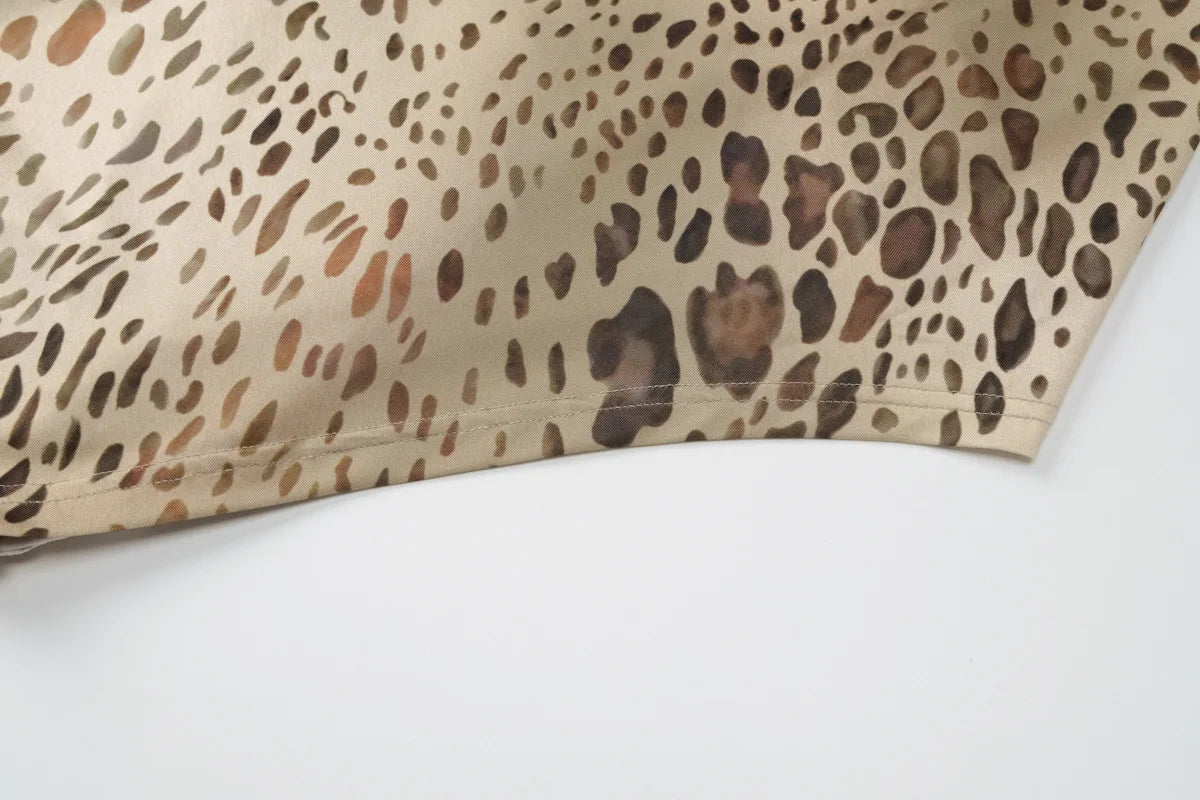 Women's Halter Leopard Bandage Maxi Dress
