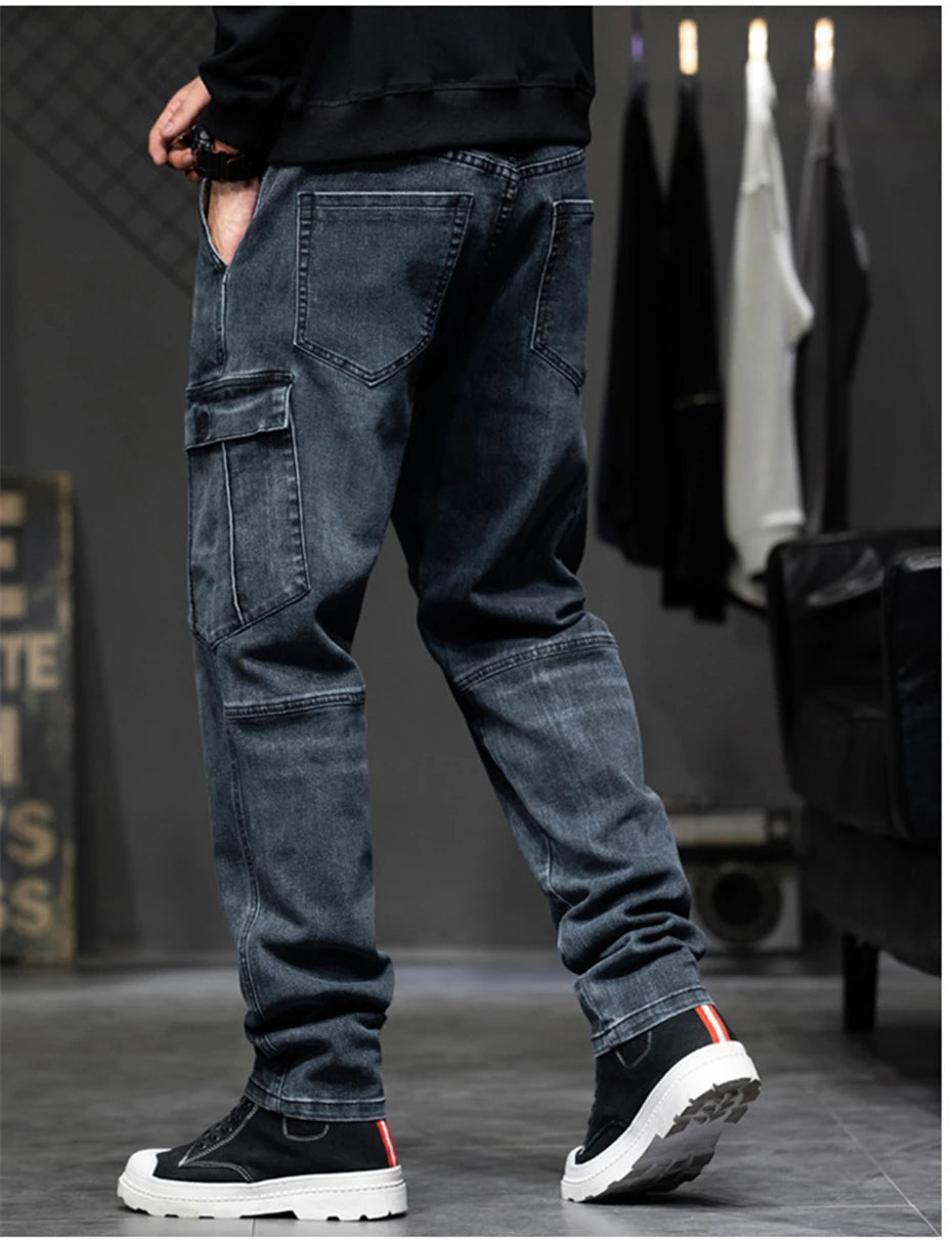 Men's Plus Size Cargo Baggy Denim Jeans
