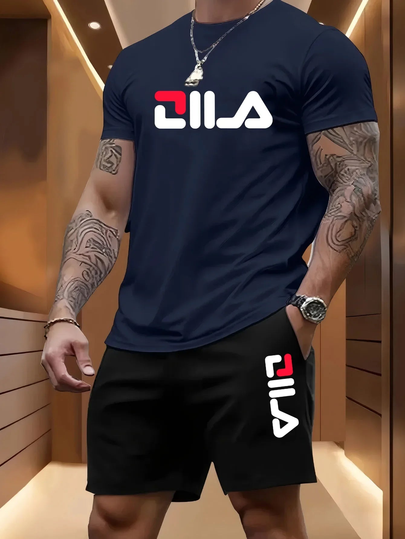 Men's Summer Beach T-Shirt & Shorts Set