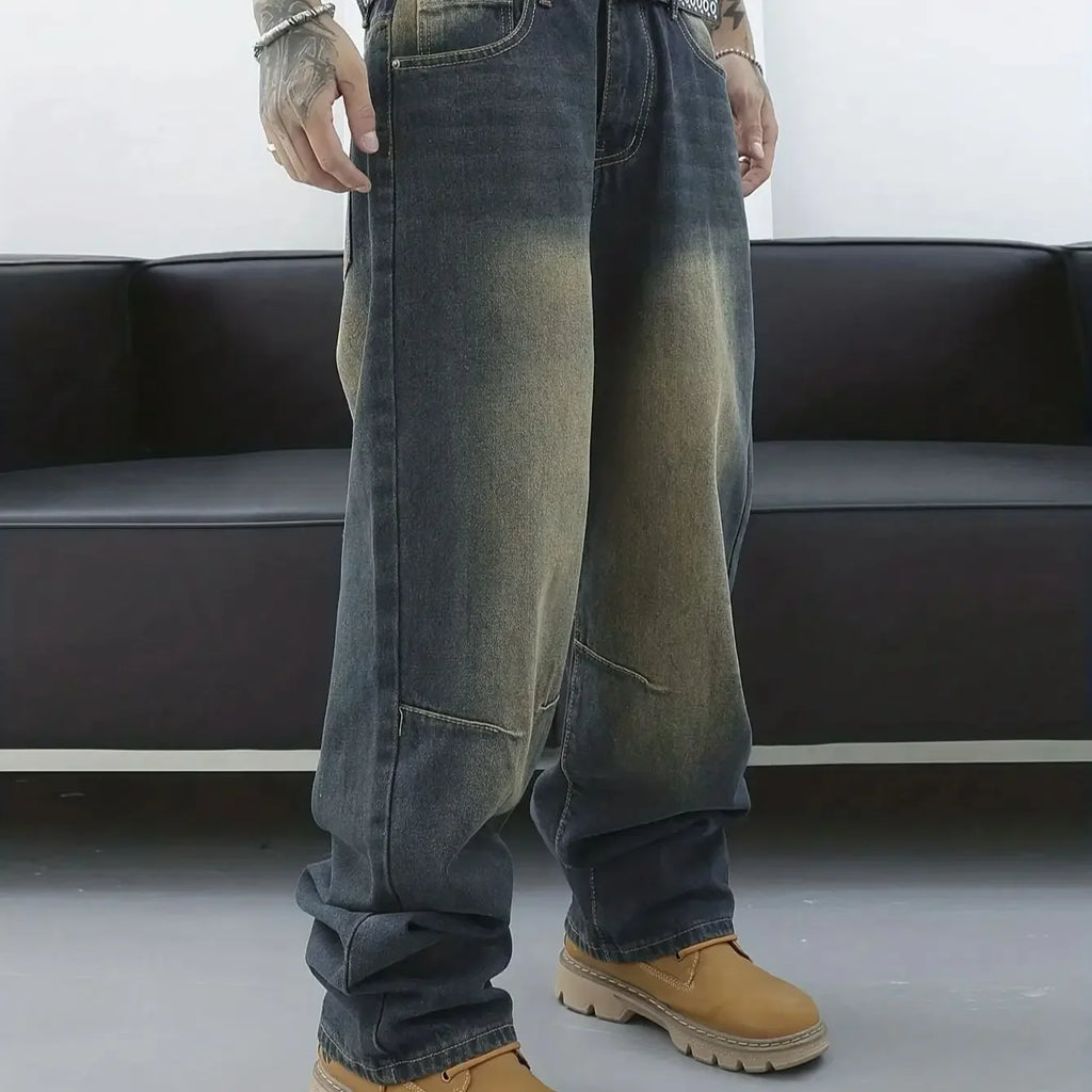 Men's Y2K Baggy Straight-Leg Denim Jeans
