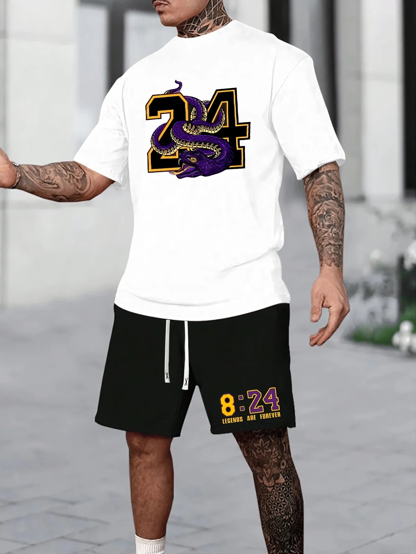 Men's Chicago Print T-Shirt & Shorts Set