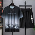 Men's Gradient Polyester T-Shirt & Shorts Set