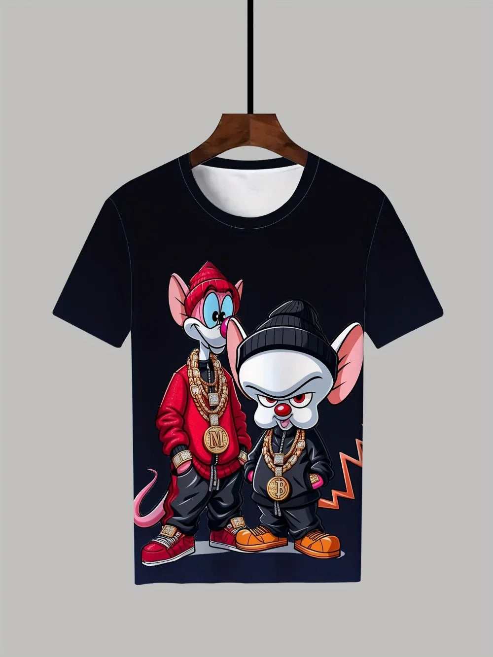 Men's Hip-Hop Cartoon Animal Print T-Shirt