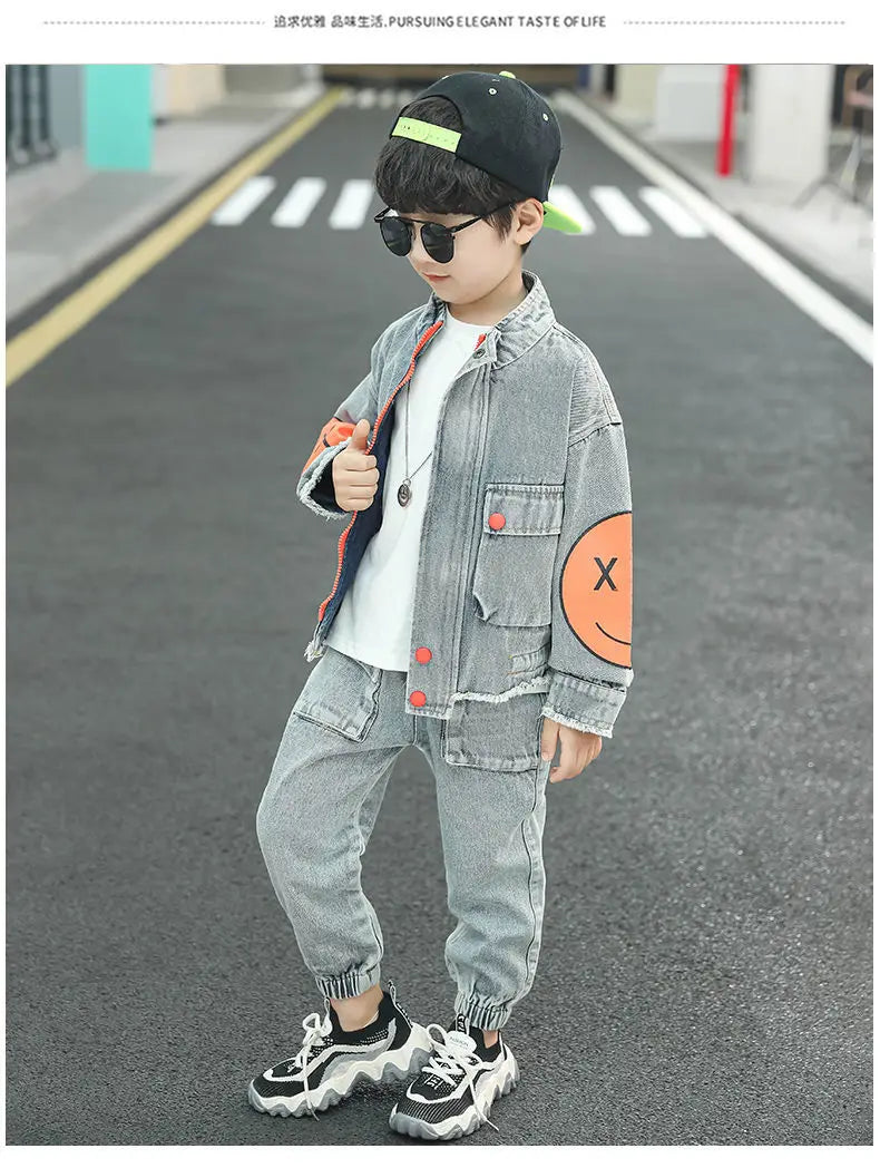 Boys' Denim Zip-Up Jacket & Jeans Set
