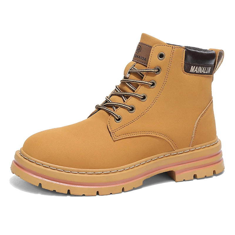 Mid-Calf Heavy-Duty Lace-Up Ankle Boots