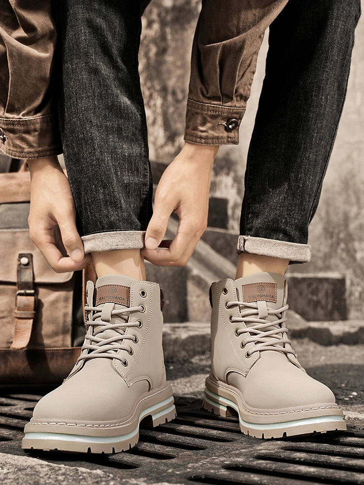 Mid-Calf Heavy-Duty Lace-Up Ankle Boots