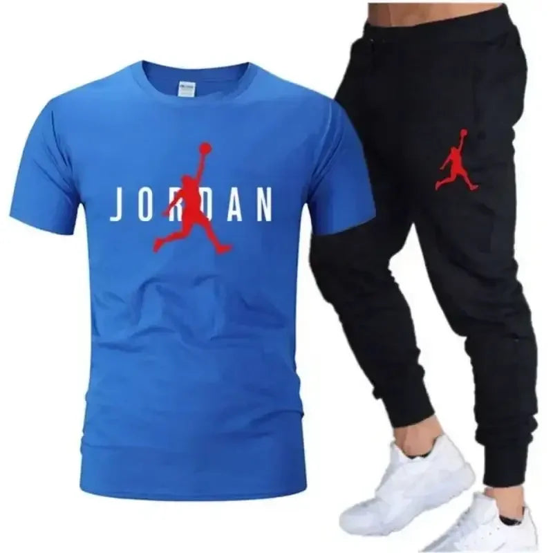 Men's Printed Leisure T-Shirt & Shorts Set