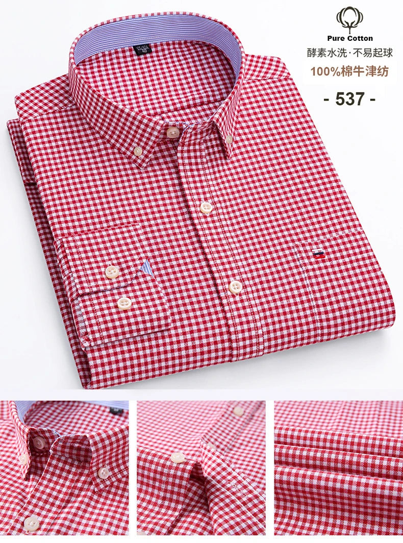 Men's Cotton Oxford Embroidery Dress Shirt