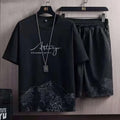 Men's Ice Silk Print Sports Tracksuit Set