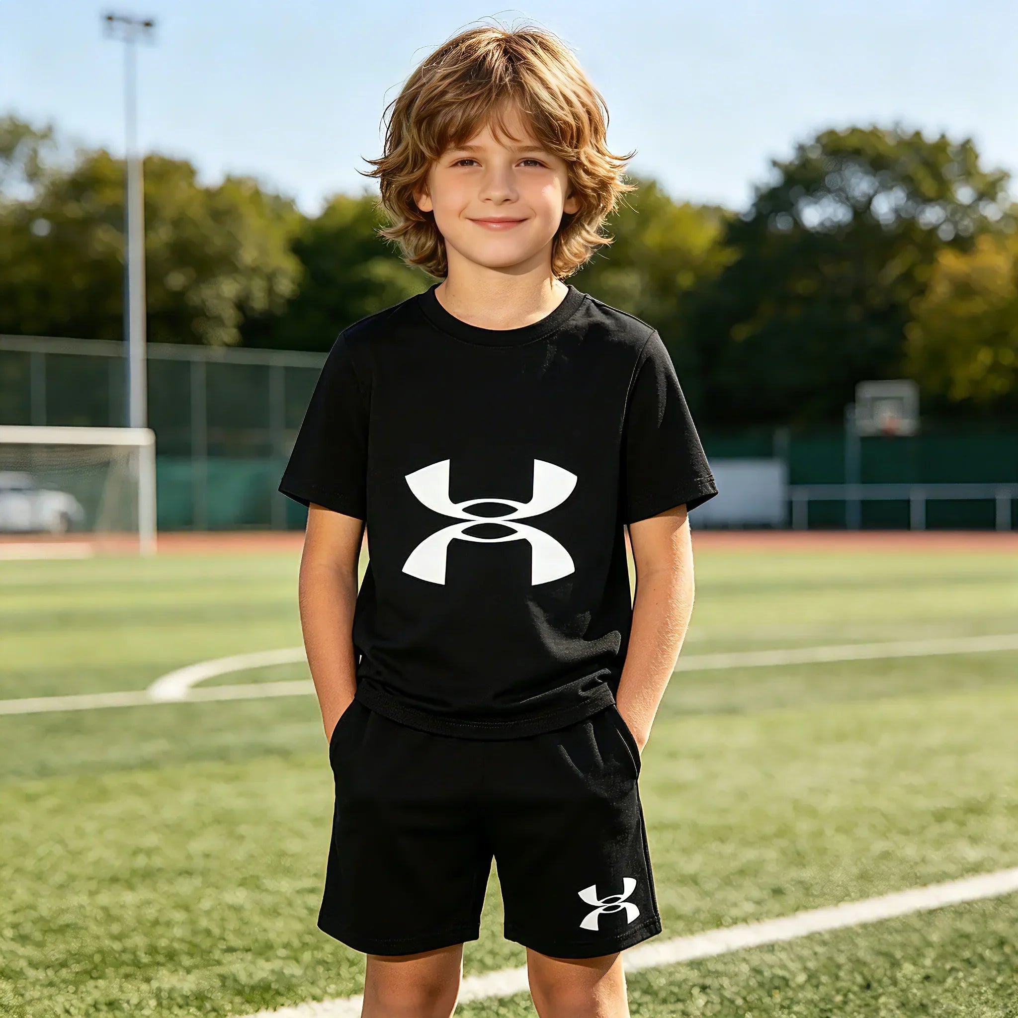 Boys' 3D Print T-Shirt & Shorts Sports Set