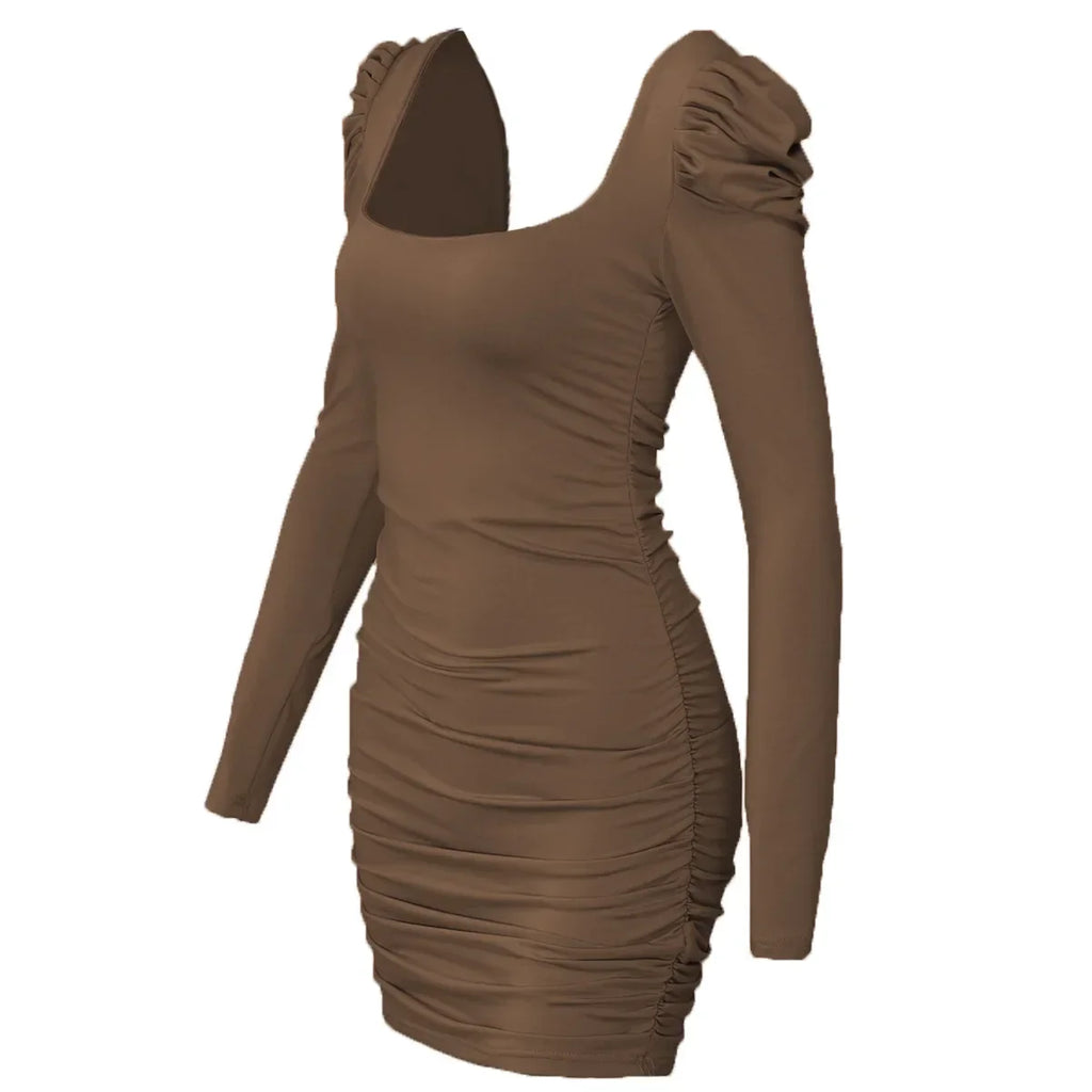 Women's Backless Velvet Stacked-Shoulder Mini Dress