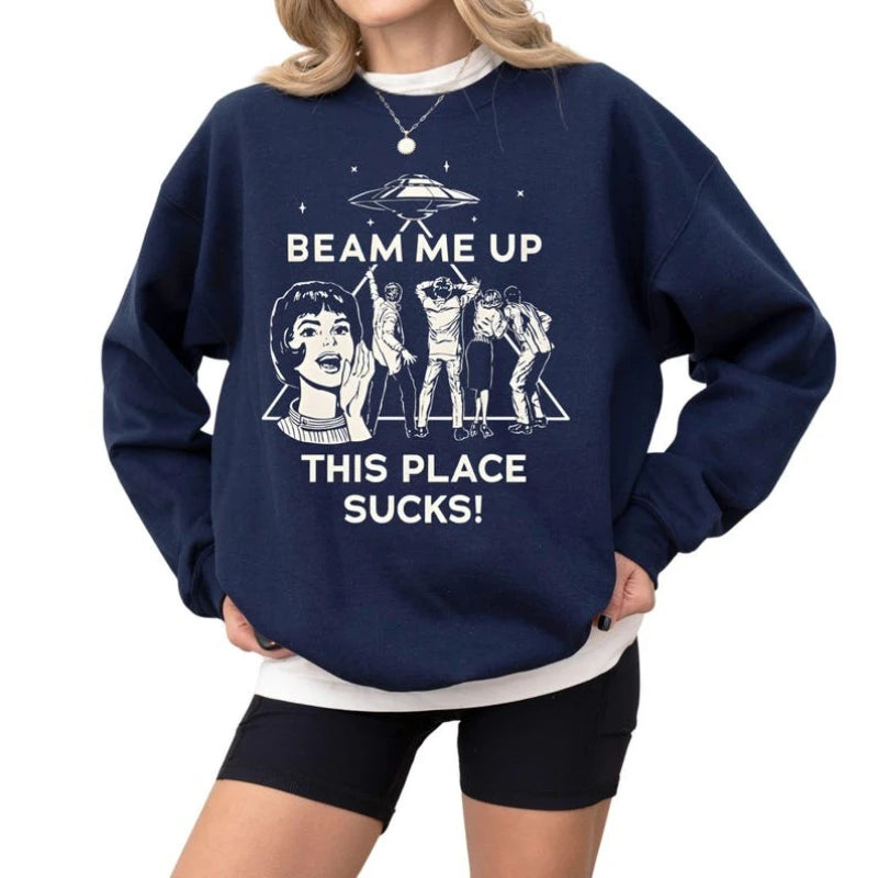 UFO Alien Retro Graphic Hoodie Sweatshirt