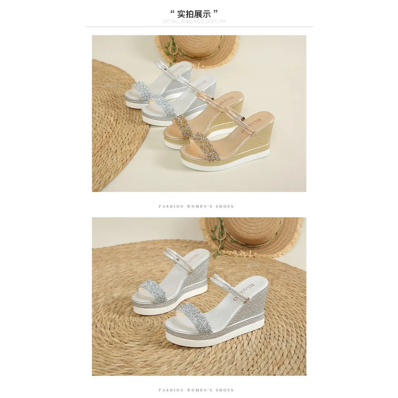 Women's Wedge Platform Slip-On Sandals