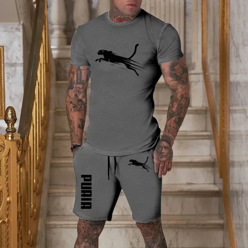 Men's Breathable T-Shirt & Shorts Summer Set