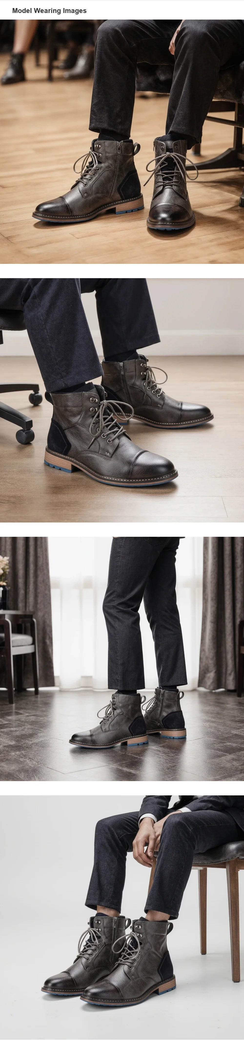 Men's Retro Zip Leather Ankle Boots