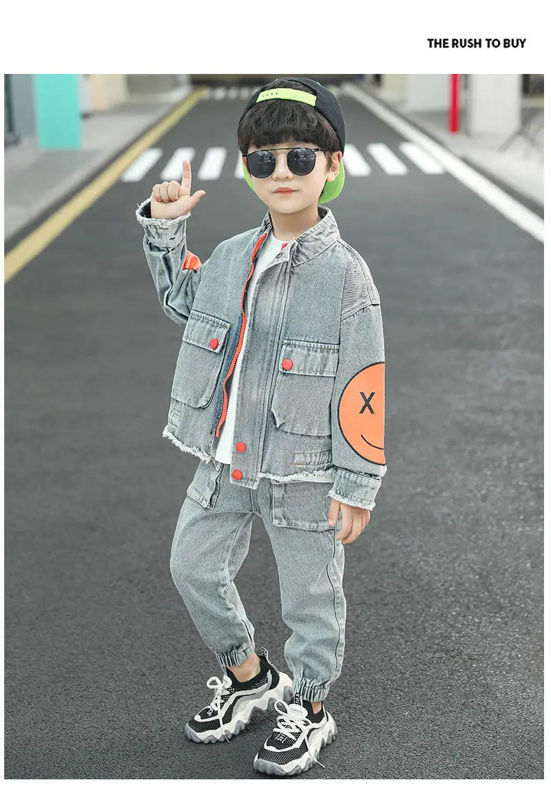Boys' Denim Zip-Up Jacket & Jeans Set