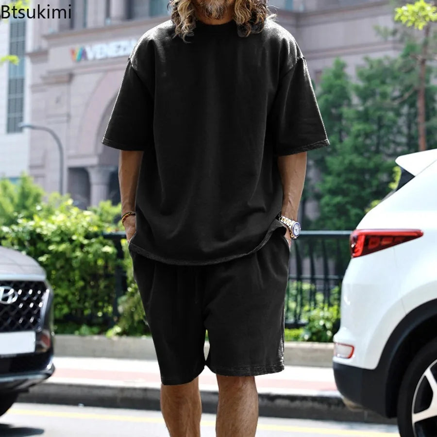 Men's Oversized Casual Sports T-Shirt & Shorts Set