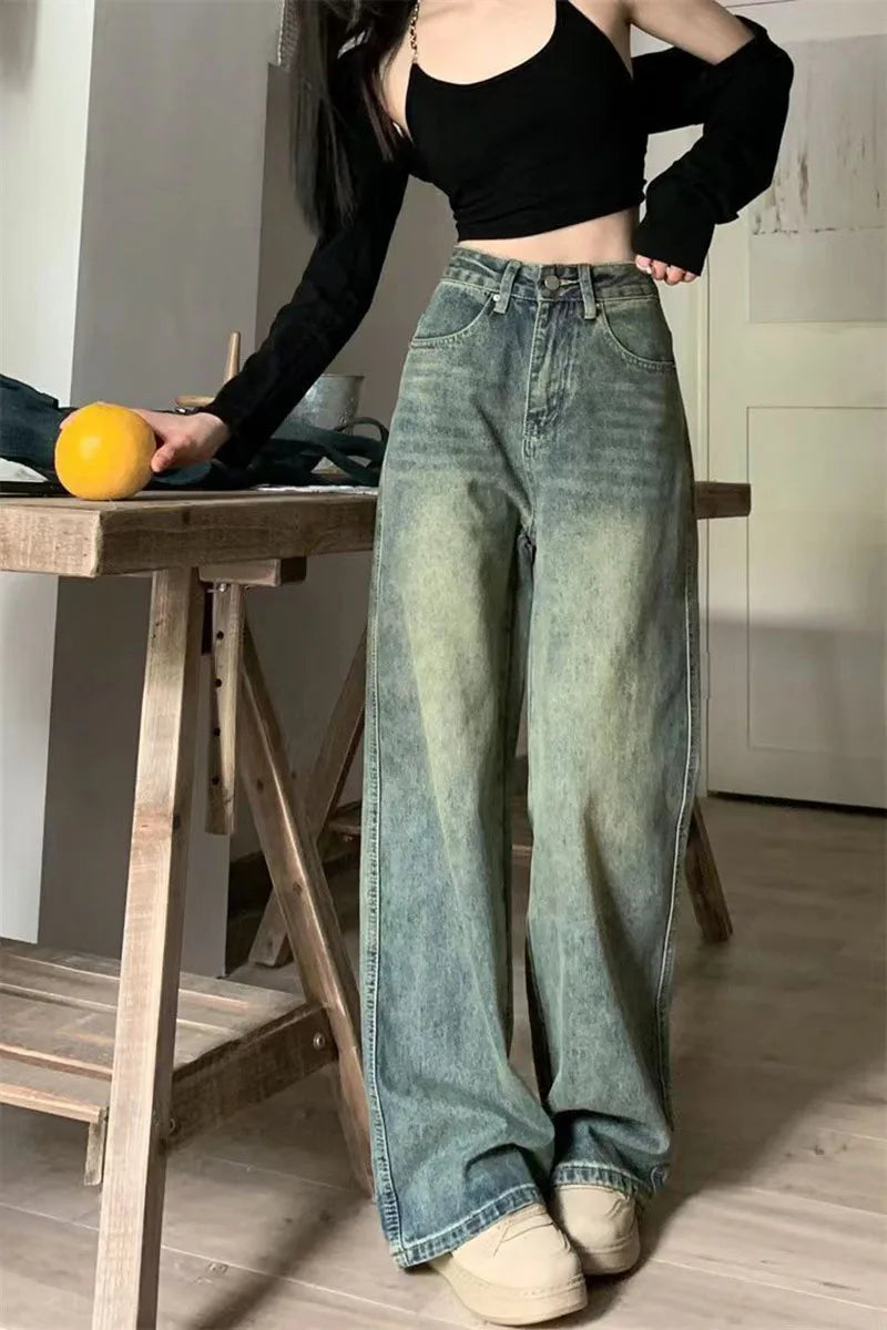Women's Y2K High-Waist Baggy Wide-Leg Jeans