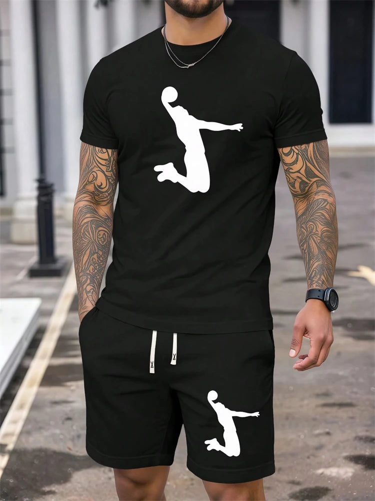 Men's Round-Neck T-Shirt & Athletic Shorts Set