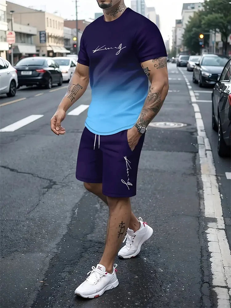 Men's 3D Print Oversized T-Shirt & Shorts Set