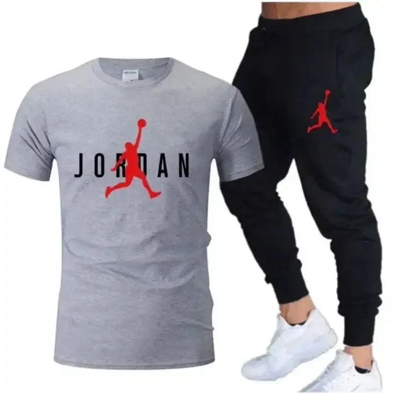 Men's Printed Leisure T-Shirt & Shorts Set