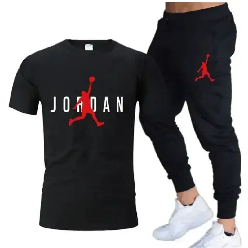 Men's Printed Leisure T-Shirt & Shorts Set