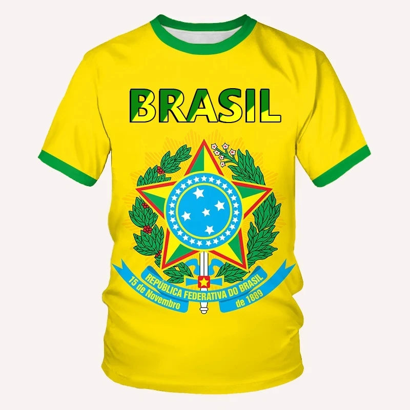 Men's Brazilian Flag 3D Oversized Print T-Shirt