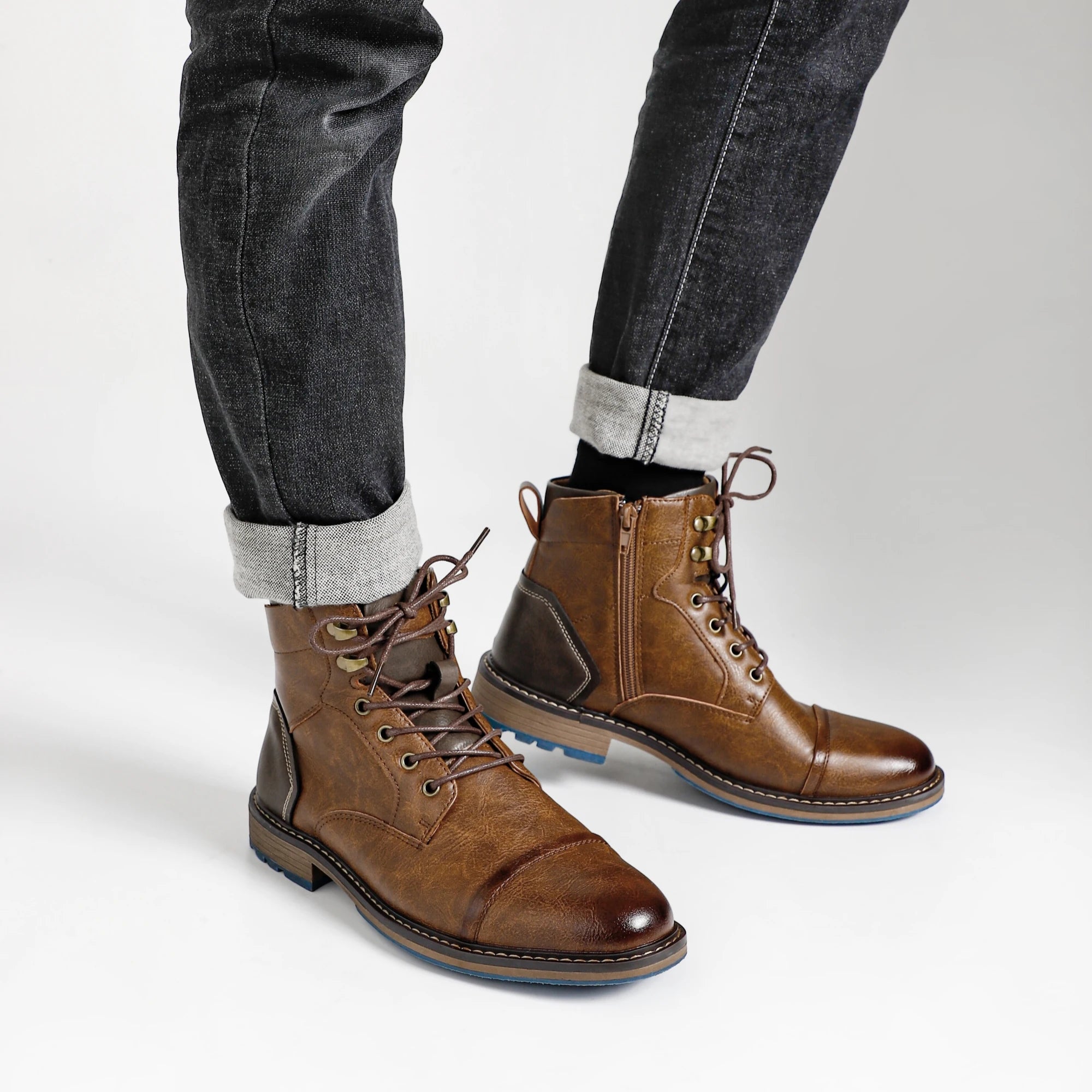 Men's Retro Zip Leather Ankle Boots