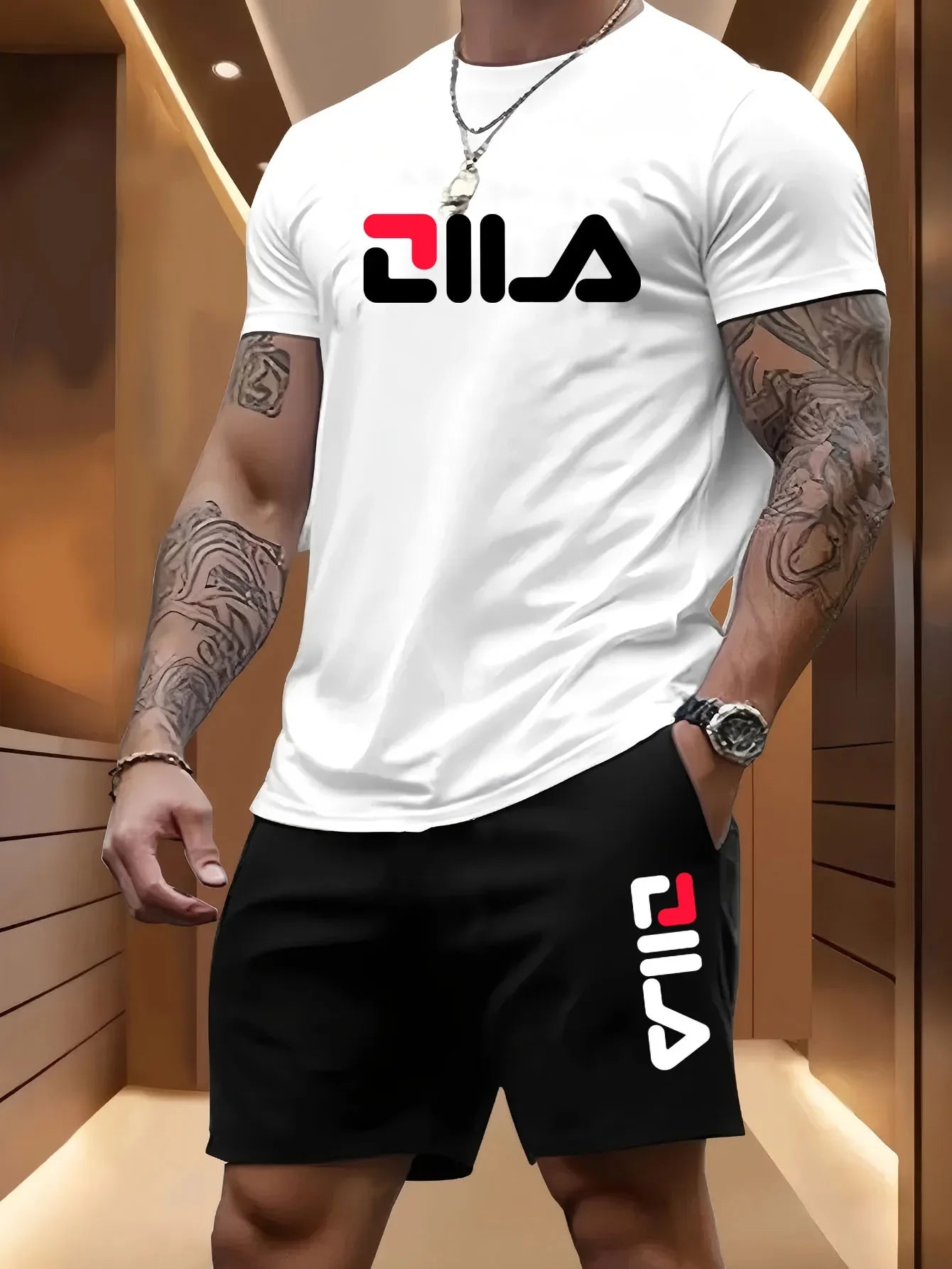 Men's Summer Beach T-Shirt & Shorts Set
