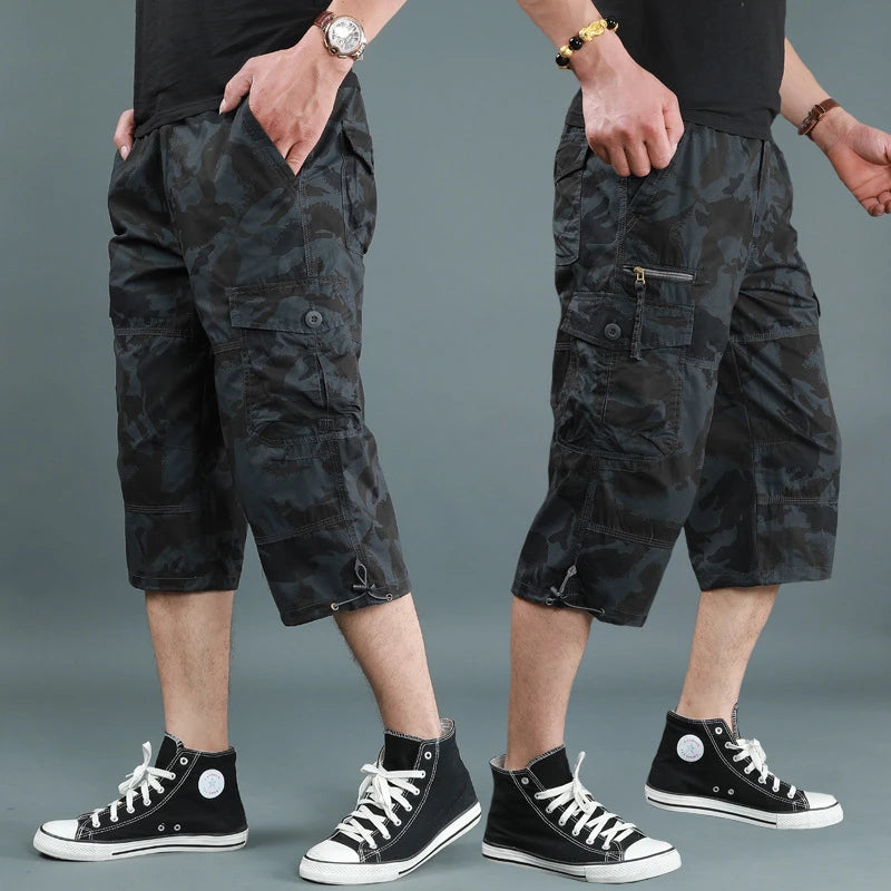DOUSE Men's Multi-Pocket Cargo Shorts – Military Tactical Cotton Capri Pants