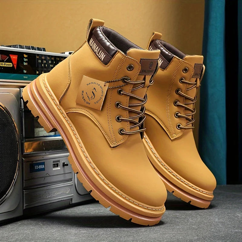 Mid-Calf Heavy-Duty Lace-Up Ankle Boots