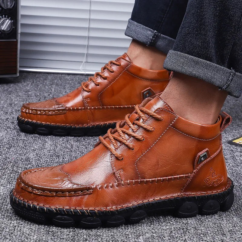 Men's Retro Lace-Up Casual Boots