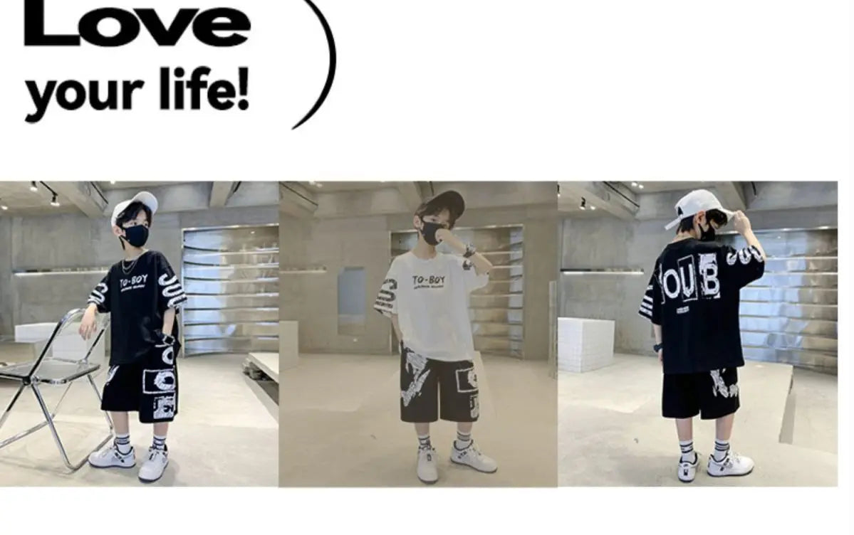 Boys' Hip-Hop T-Shirt & Pants Sports Set