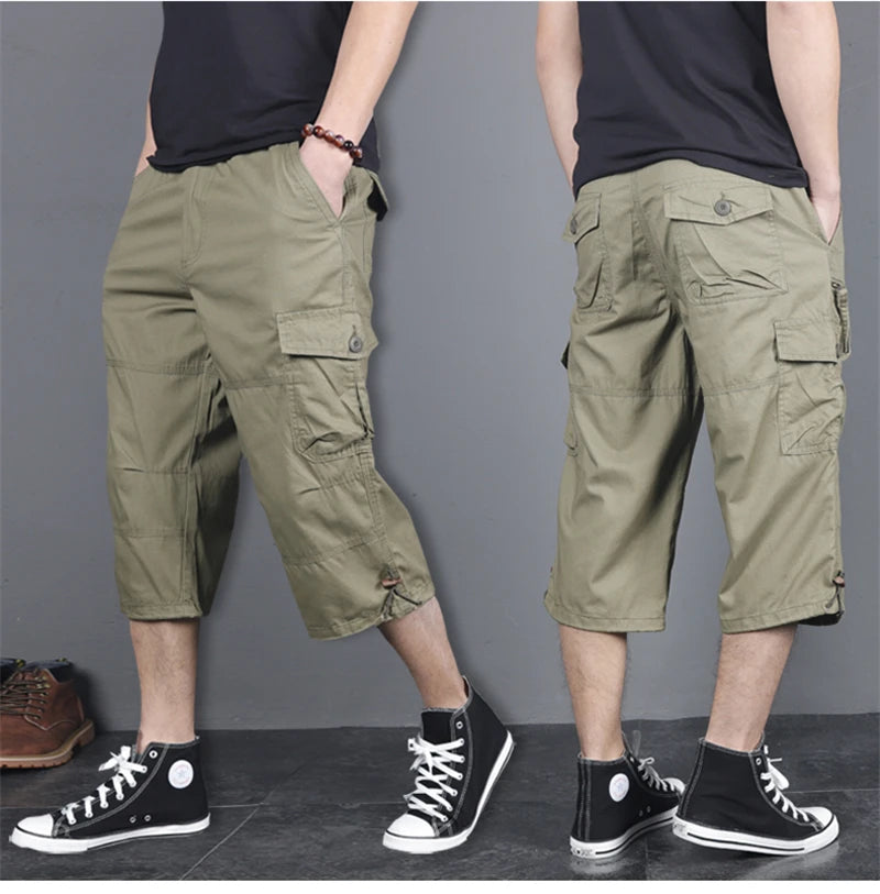 DOUSE Men's Multi-Pocket Cargo Shorts – Military Tactical Cotton Capri Pants