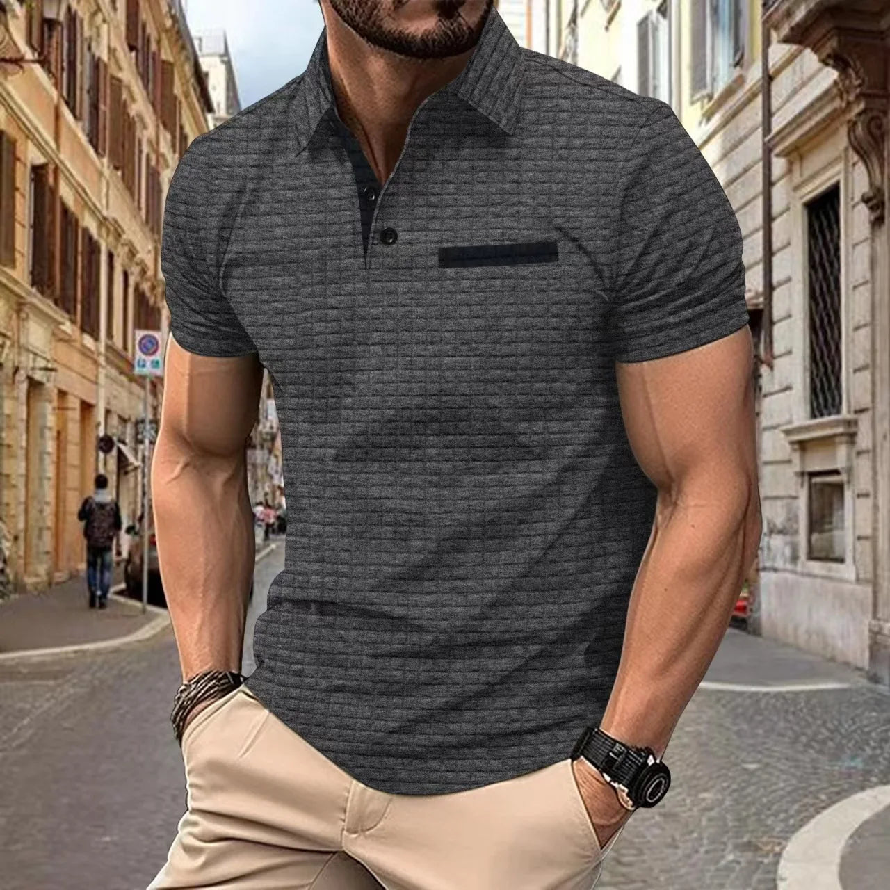 Men's Jacquard Pattern Polo Shirt