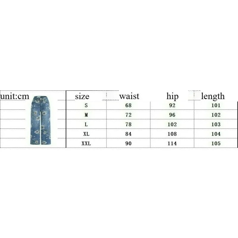 Women's Gothic Print High-Waist Baggy Jeans