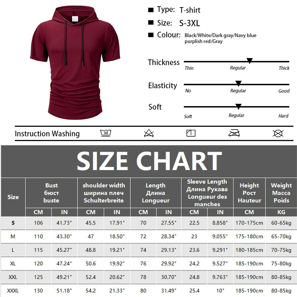 Men's Lightweight Hooded Short-Sleeve T-Shirt