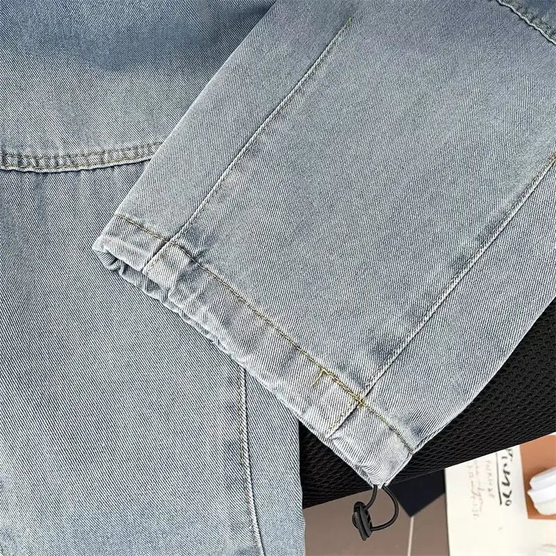 Men's Hip-Hop Vintage Washed Wide-Leg Cargo Jeans