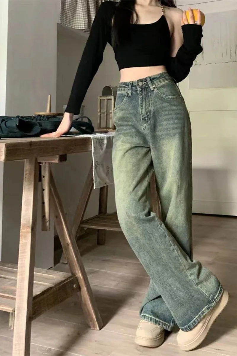 Women's Y2K High-Waist Baggy Wide-Leg Jeans