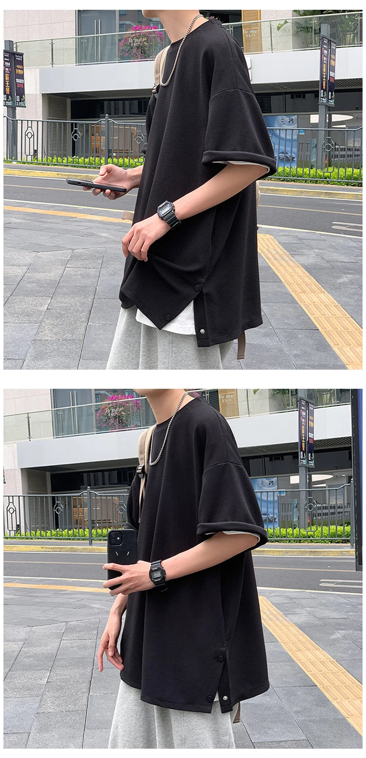 Men's Oversized Side-Slit Basic T-Shirt