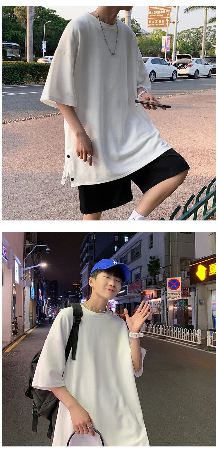 Men's Oversized Side-Slit Basic T-Shirt